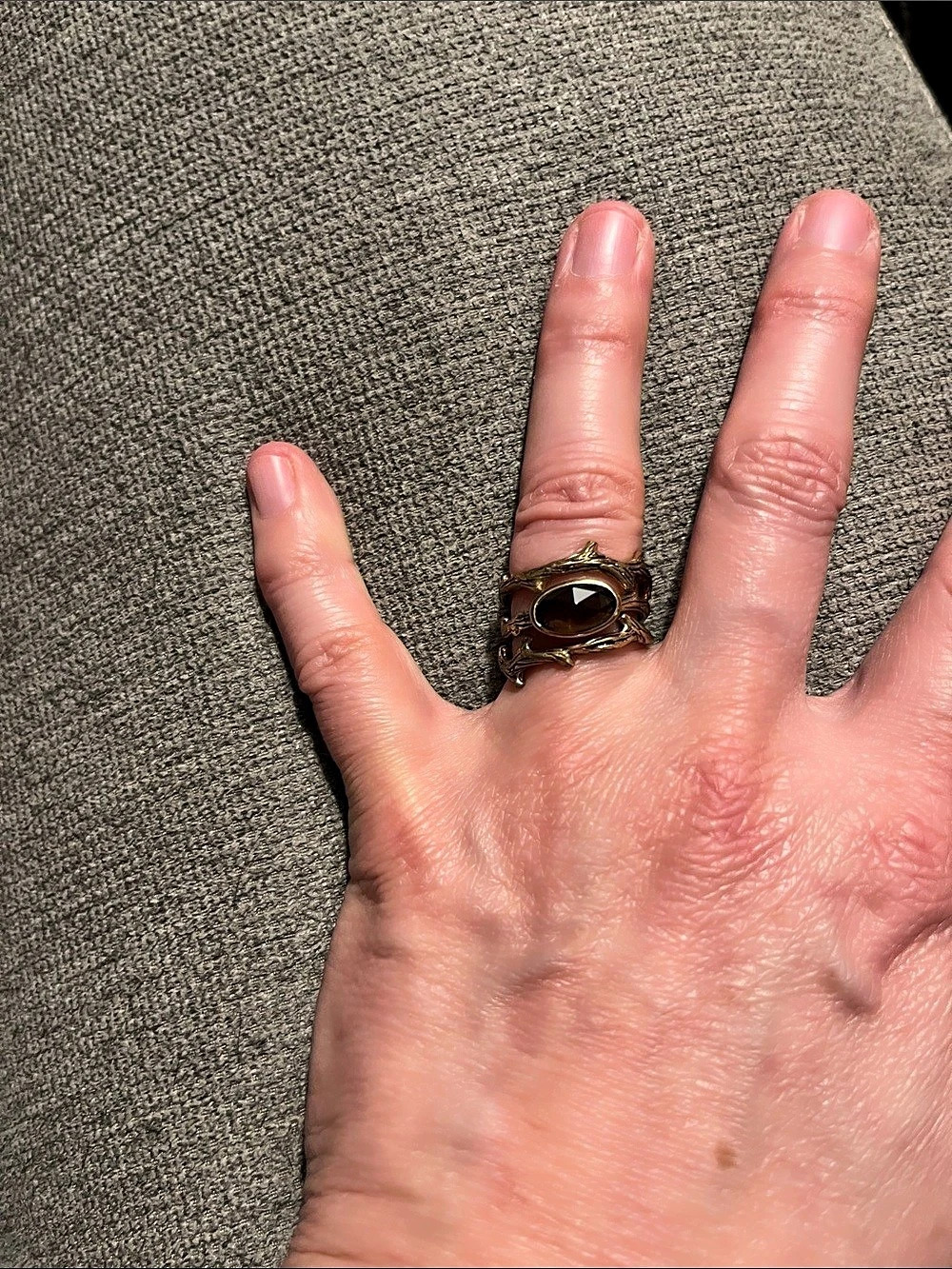 Barse Stacking Gold-Tone Brown Stone Ring